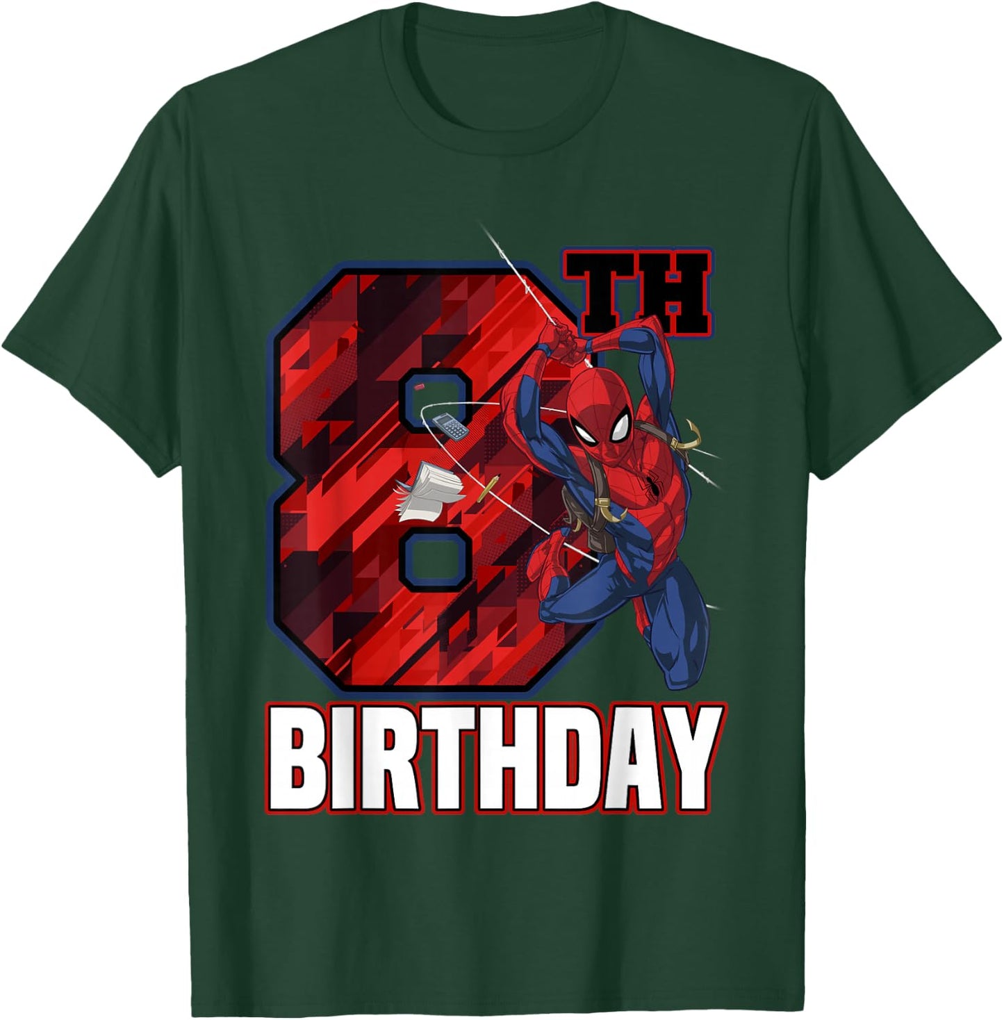 Marvel Spider-Man Web Swing 8th Birthday T-Shirt - T-Shirt | Forest