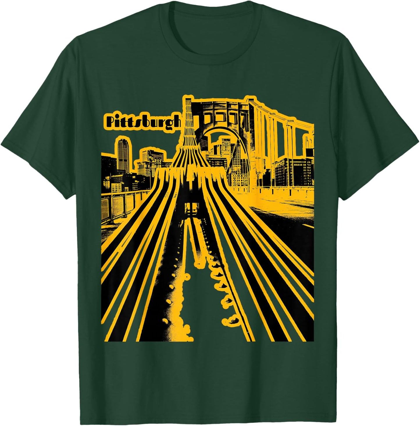 Pittsburgh Steel City Skyline Pennsylvania Bridge 412 Home T-Shirt - T-Shirt | Forest