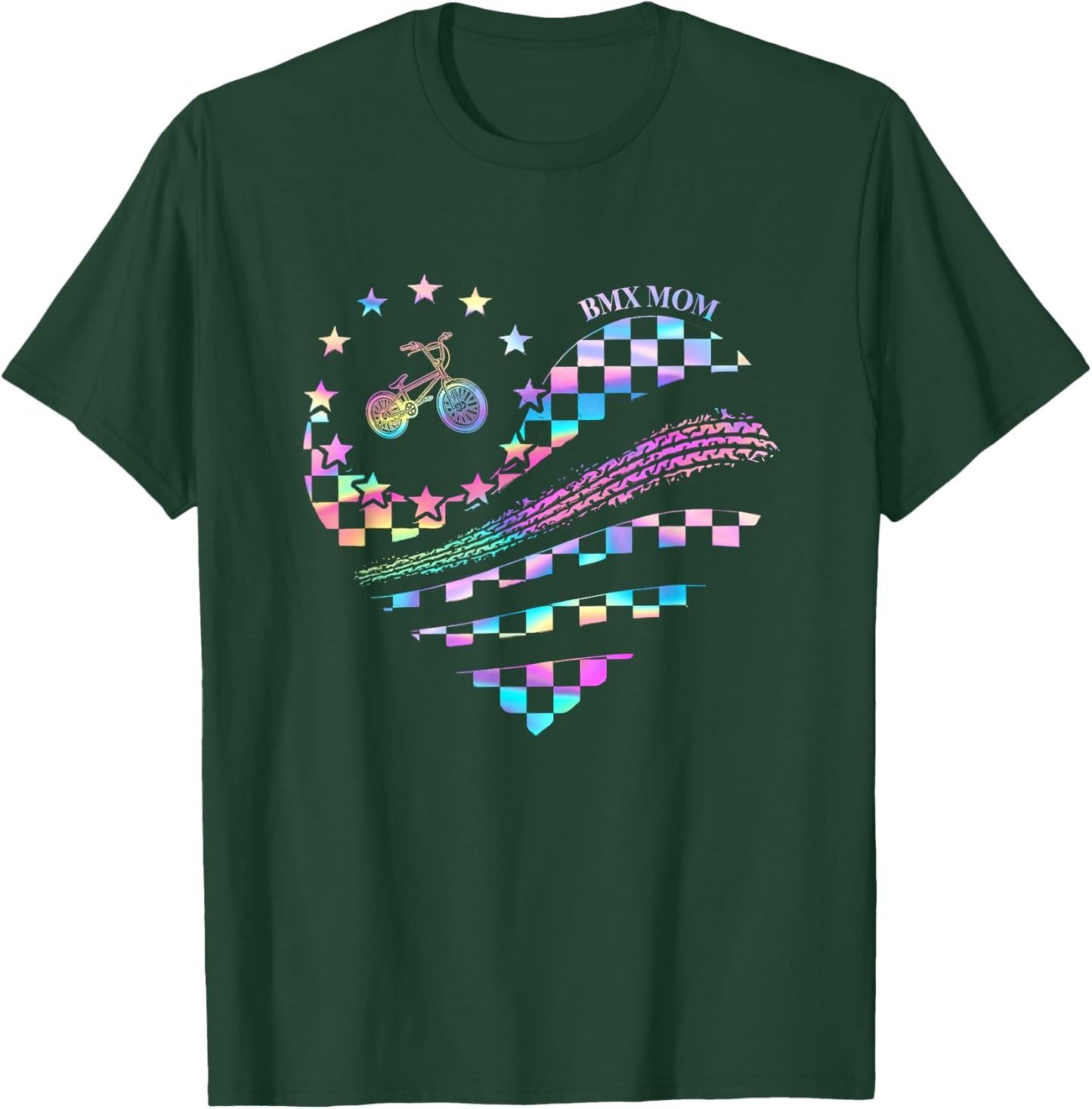 BMX MOM HEART RainBow T-Shirt - T-Shirt | Forest