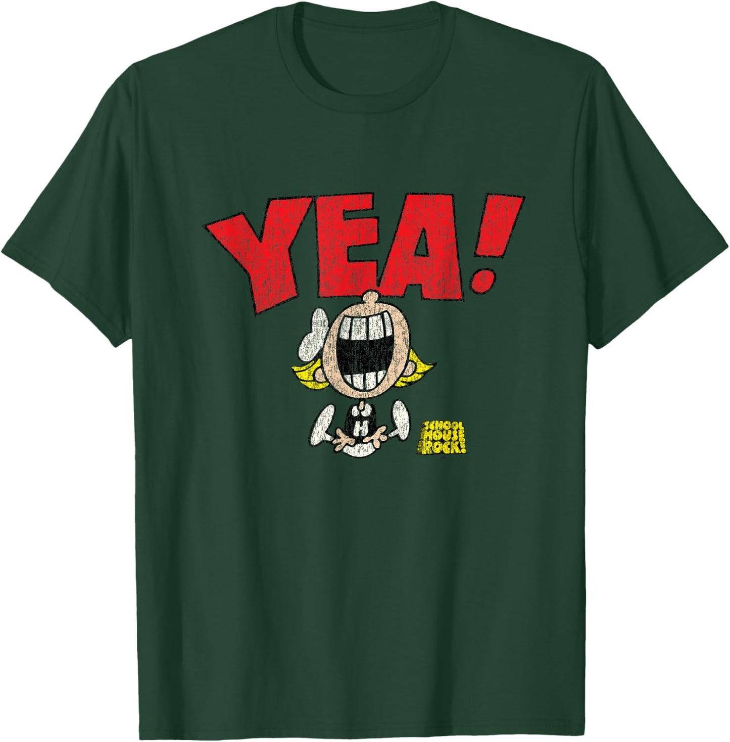Schoolhouse Rock Yea! Cheerleader Vintage Distressed TV Show T-Shirt - T-Shirt | Forest