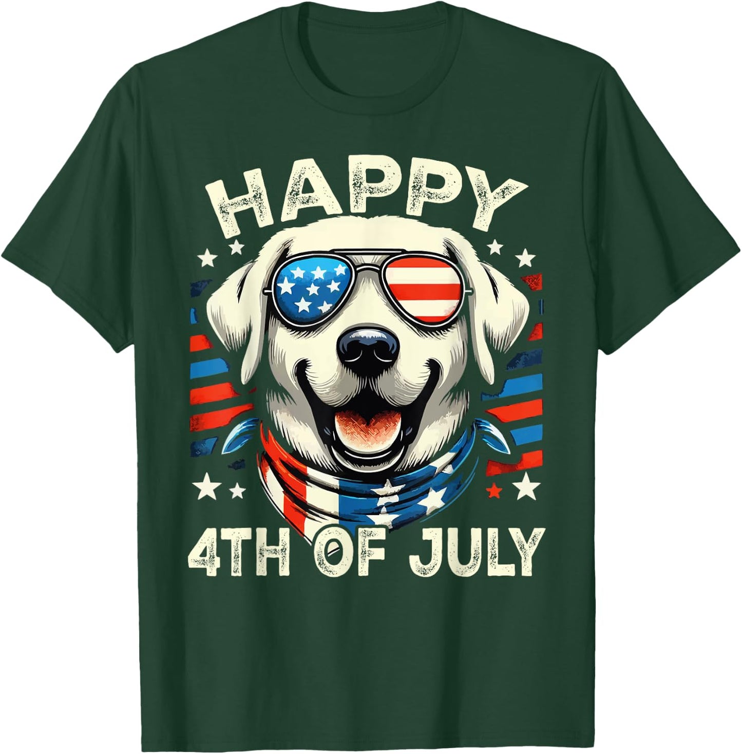 4th of July Patriotic American Labrador Retriever Veterans T-Shirt - T-Shirt | Forest