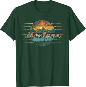 Montana -Cool Funny Graphic Vintage Men Women Kids Mountains T-Shirt - T-Shirt | Forest