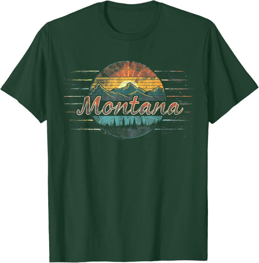 Montana -Cool Funny Graphic Vintage Men Women Kids Mountains T-Shirt - T-Shirt | Forest