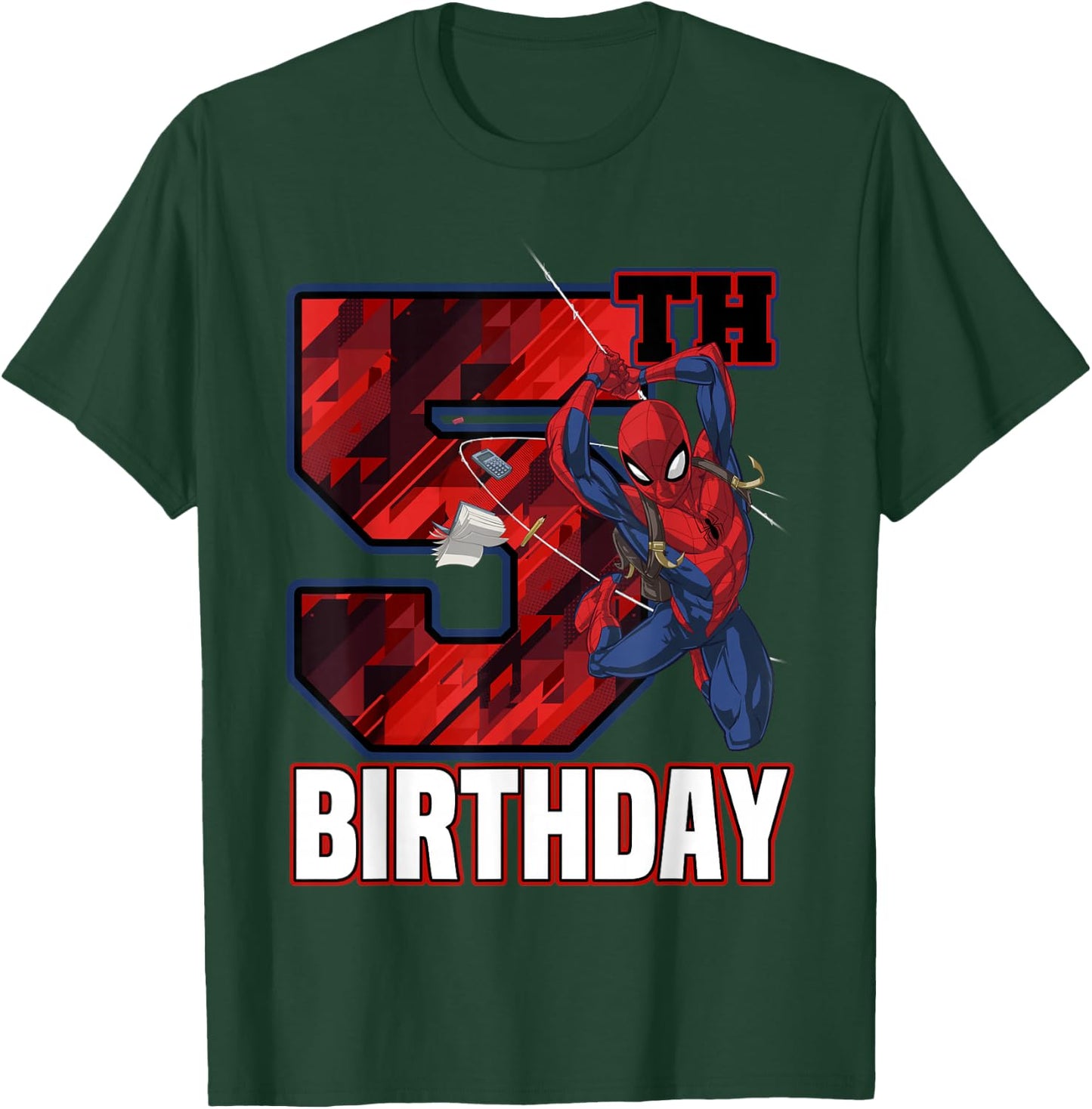 Marvel Spider-Man Web Swing 5th Birthday T-Shirt - T-Shirt | Forest