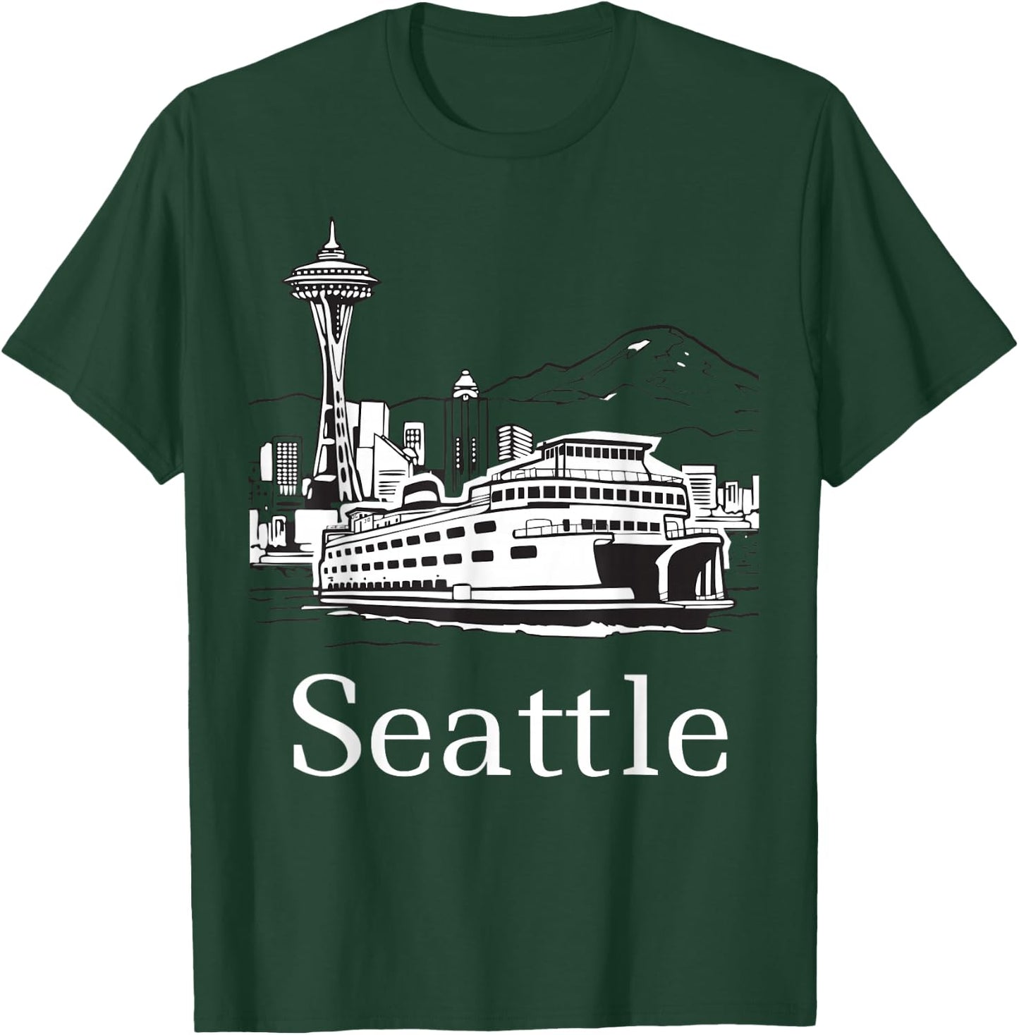 Seattle Skyline Island Ferry T-Shirt - T-Shirt | Forest