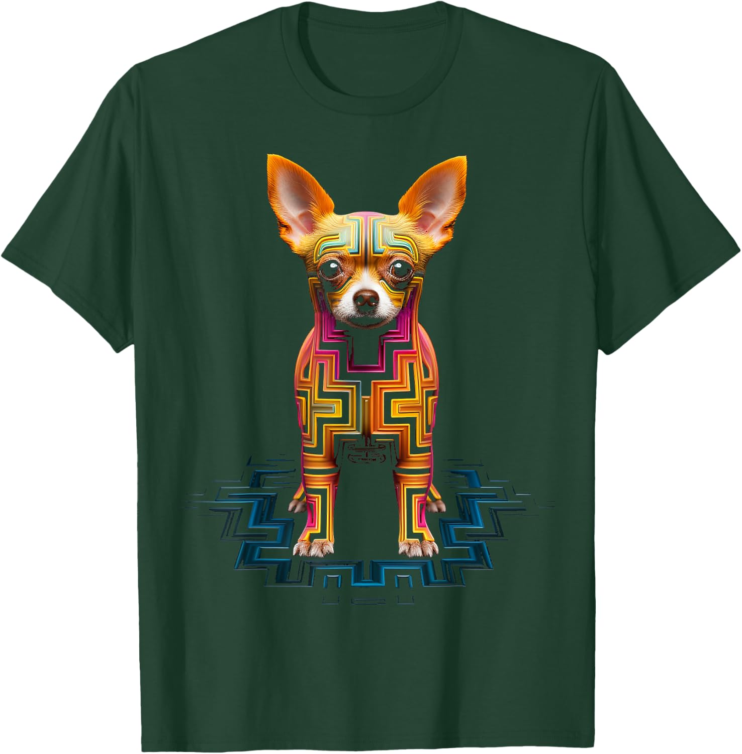 Chihuahua Lover Cute Mandala Animal Art Dog Chihuahua T-Shirt - T-Shirt | Forest