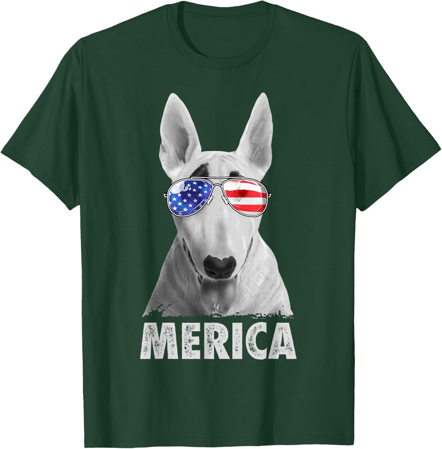 Bull Terrier 4th of July Merica Men American Flag Sunglasses T-Shirt - T-Shirt | Forest