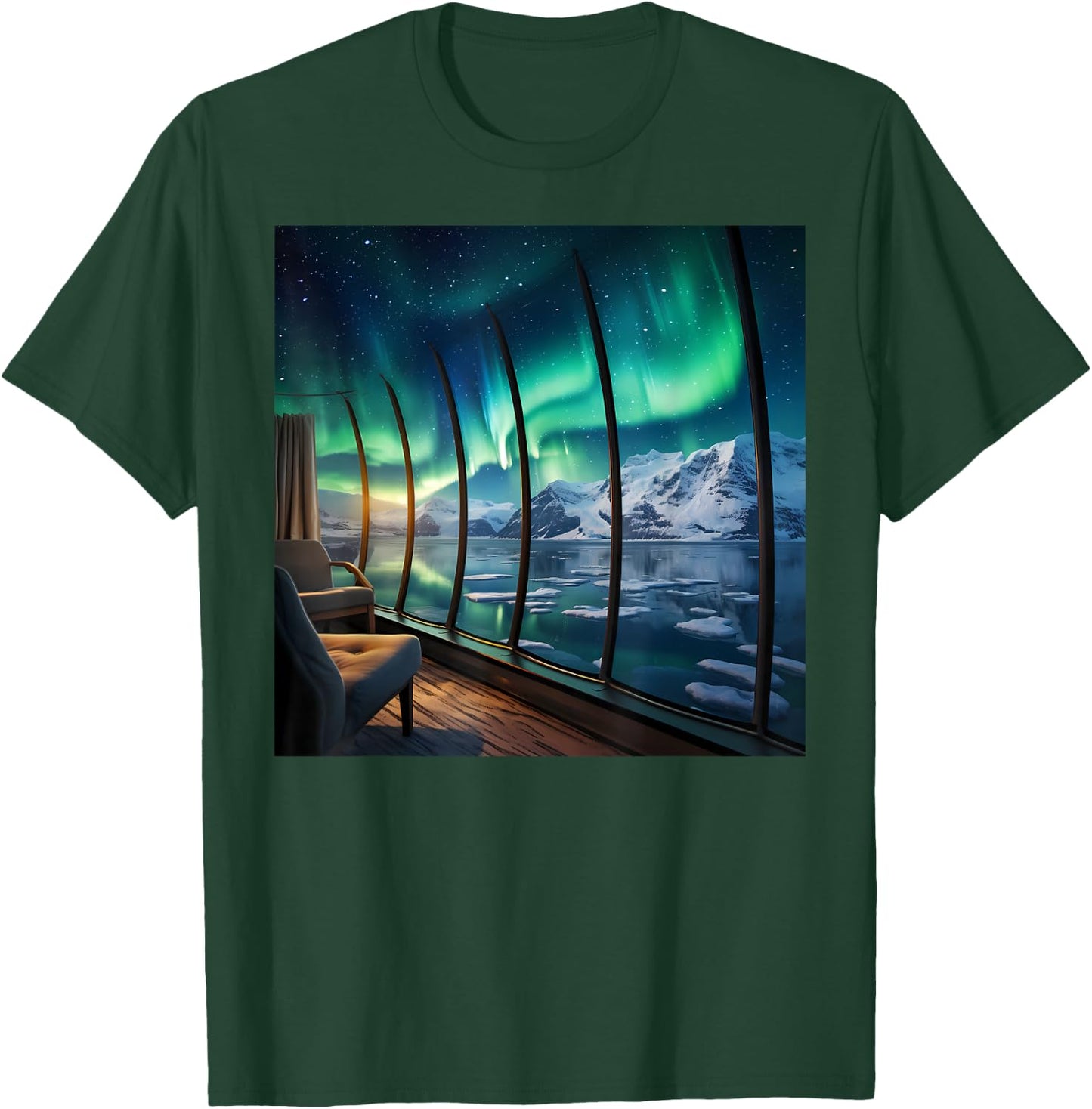 Norway Auroa Borealis Cruise Northern Lights Vacation Merch T-Shirt - T-Shirt | Forest