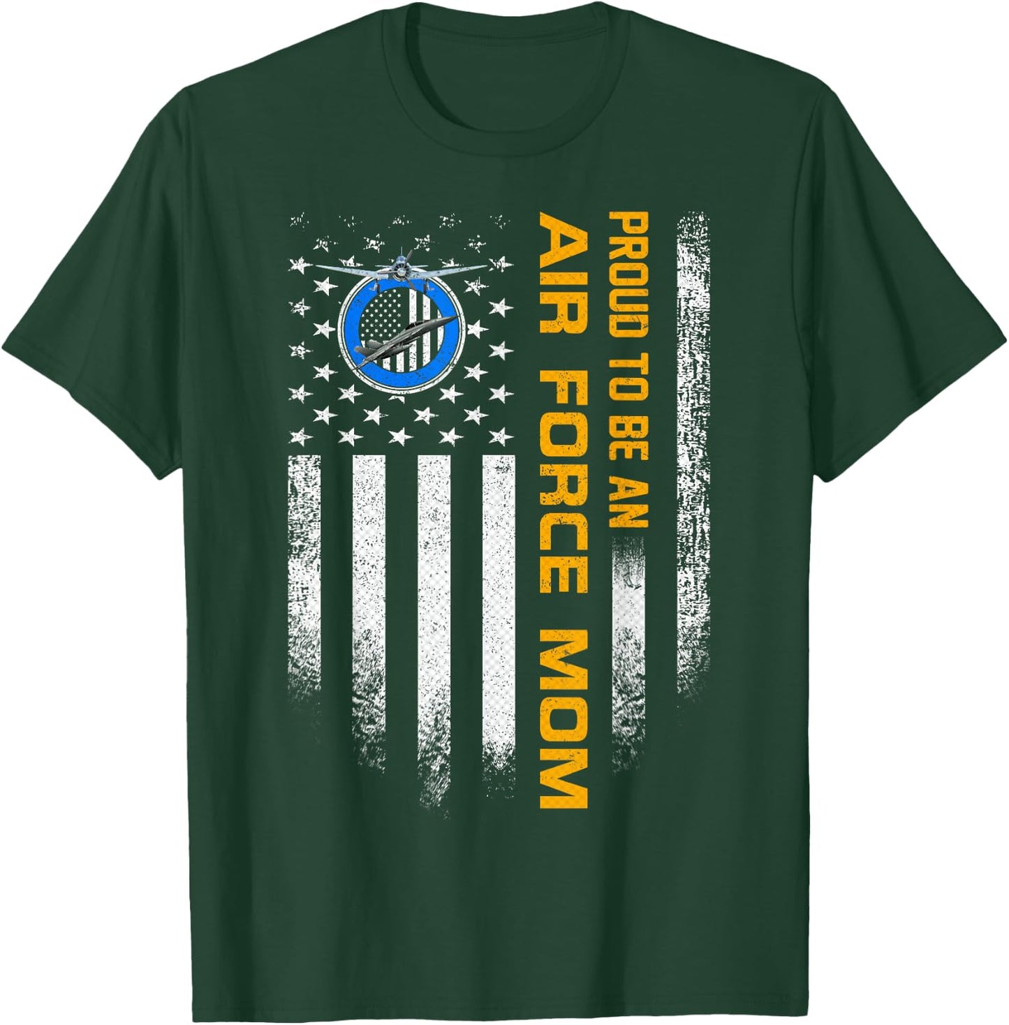 Vintage USA American Flag Proud To Be An Air Force Mom Funny Men T-Shirt - T-Shirt | Forest