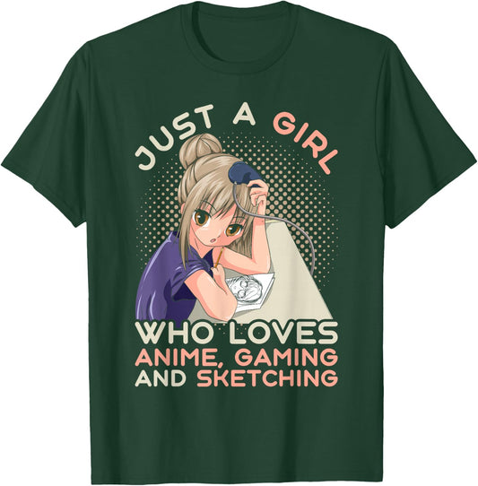 Video game Gaming Manga Drawing Anime Gamer Girls T-Shirt - T-Shirt | Forest
