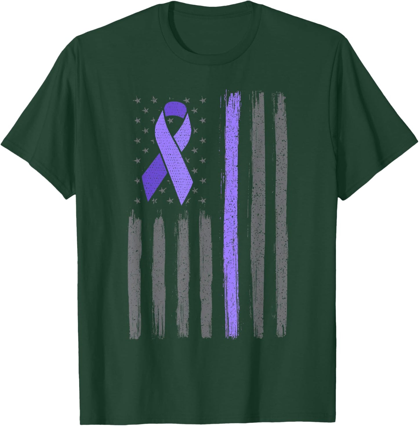 American flag ribbon stomach cancer awareness T-Shirt - T-Shirt | Forest