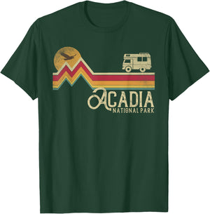 Acadia National Park Retro Style Mountain Maine Vintage Gift T-Shirt - T-Shirt | Forest
