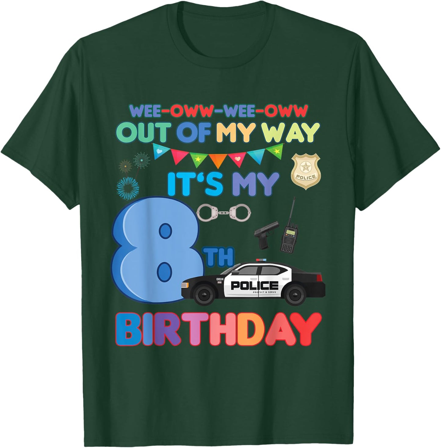 Out of my way it's my 8th birthday Police kids boy T-Shirt - T-Shirt | Forest