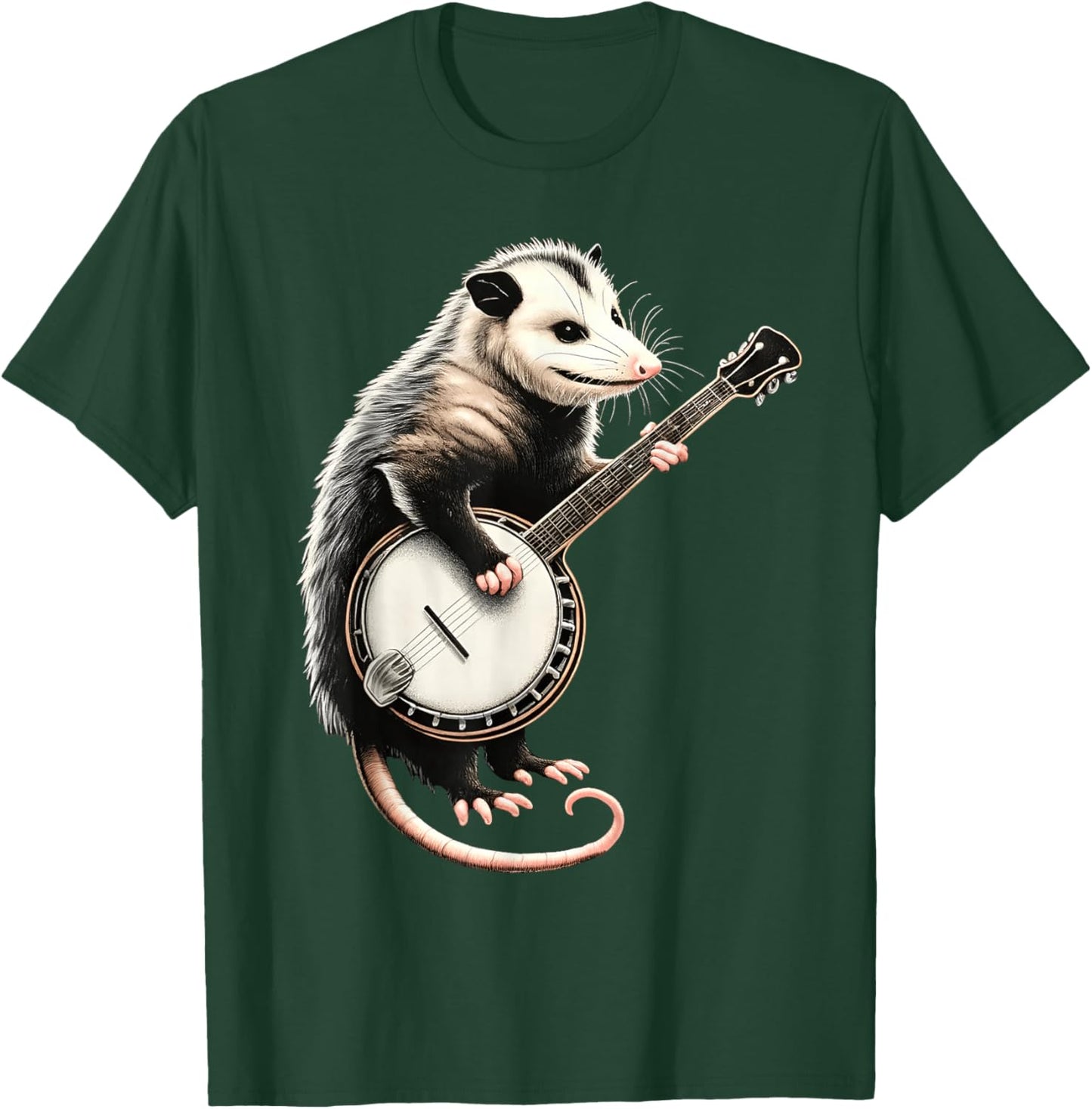 Opossum Playing Banjo Guitar Funny Possums T-Shirt - T-Shirt | Forest