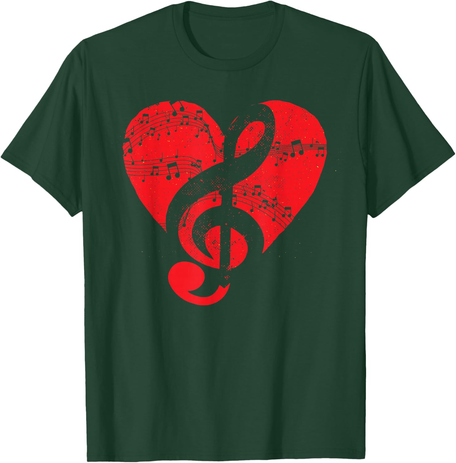 Musician Music Lover Treble Clef Heart Music Notes Music T-Shirt - T-Shirt | Forest