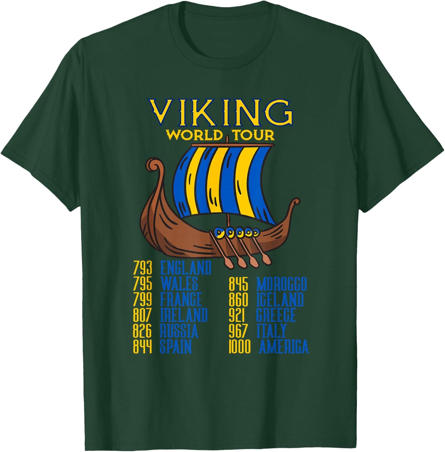 Viking World Tour Swedish Viking Ship Viking Tour T-Shirt - T-Shirt | Forest