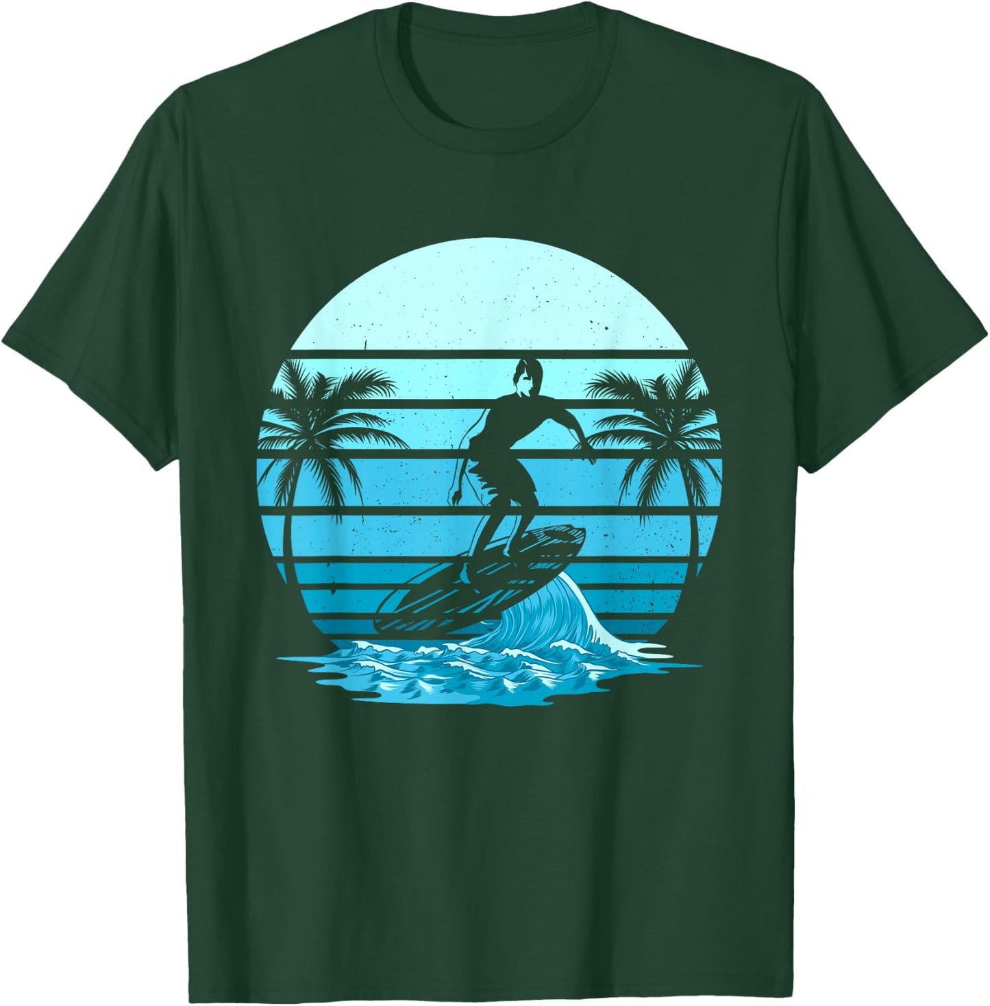 Vintage Surf Sunset Surfing Lover Gift Beach Retro Surfer T-Shirt - T-Shirt | Forest