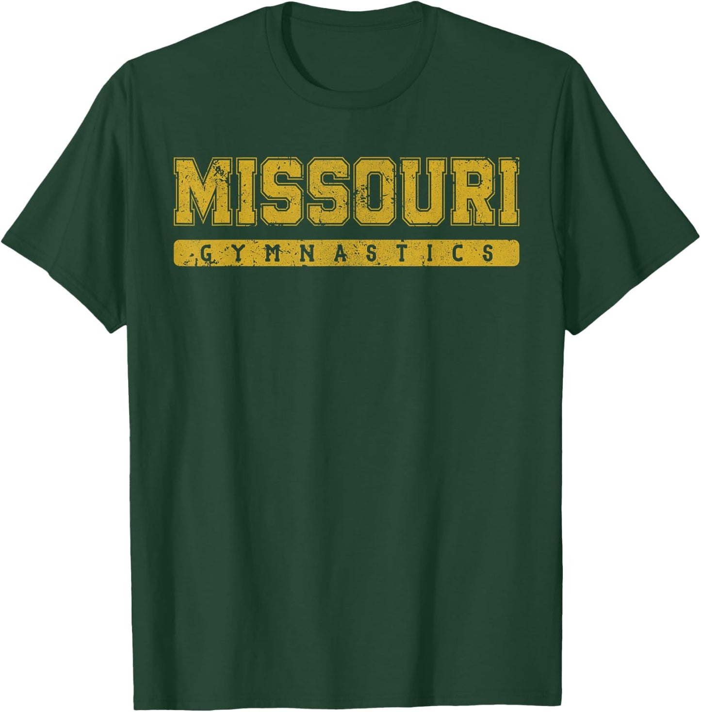 Missouri Gymnastics Yellow Vintage Text T-Shirt - T-Shirt | Forest