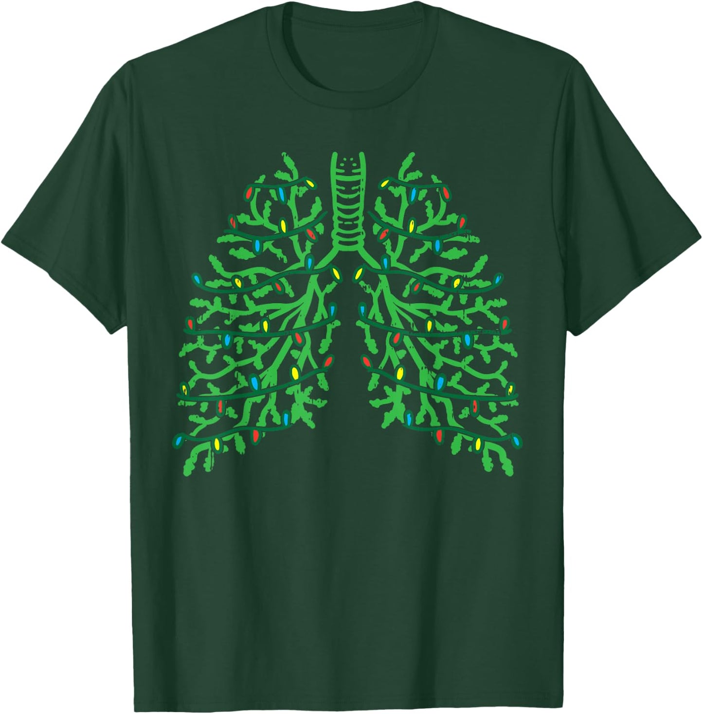 Pulmonologist Christmas Lungs Branches Cute Breath Xmas Gift T-Shirt - T-Shirt | Forest