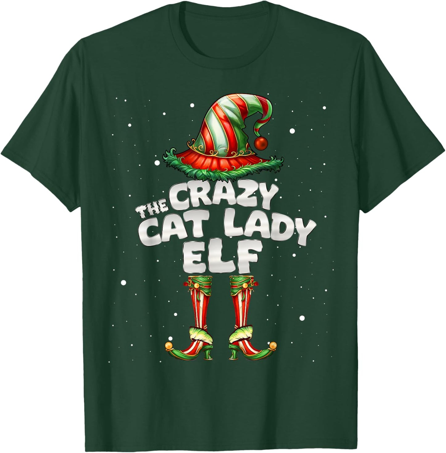 The Crazy Cat Lady Elf Family Matching Group Christmas T-Shirt - T-Shirt | Forest