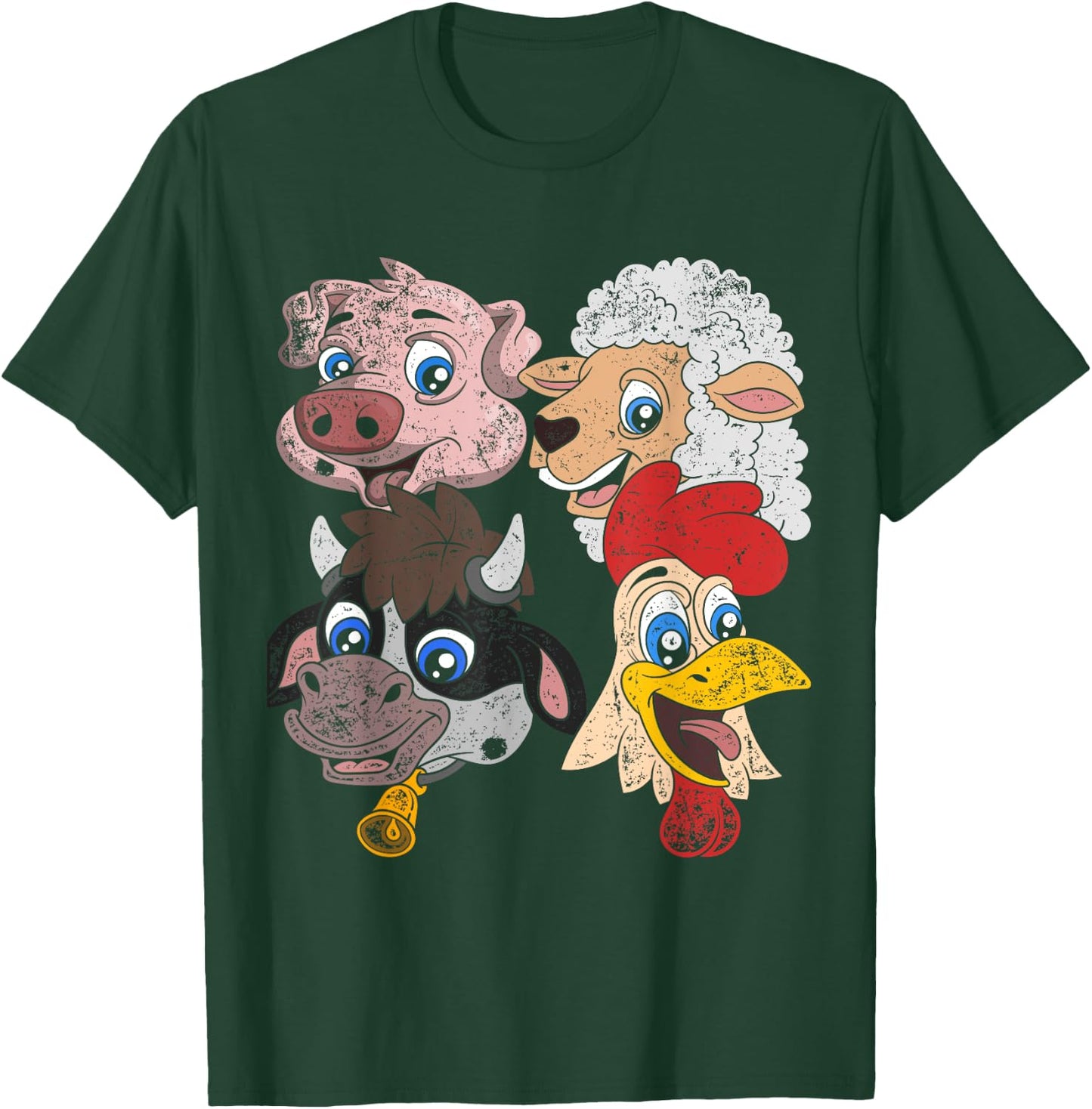 Pig Sheep Cow Chicken Kids Toddlers Funny Farm Squad Animal T-Shirt - T-Shirt | Forest