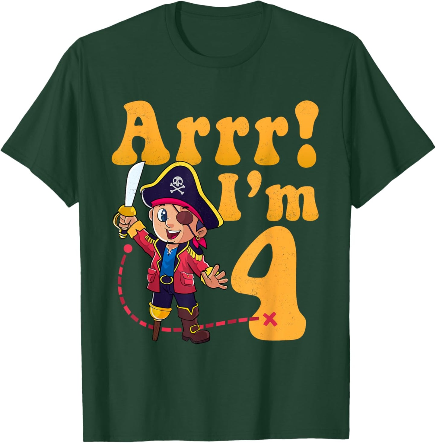 Kids 4th Pirate Birthday Party Arrr I'm 4 Four Years Old T-Shirt - T-Shirt | Forest