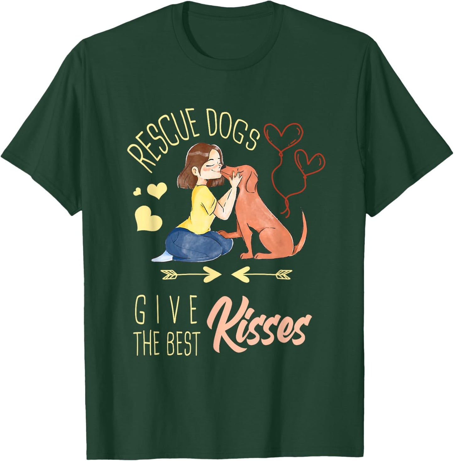 Vintage Rescue Dogs Give The Best Kisses Adopted Dog Lovers T-Shirt - T-Shirt | Forest