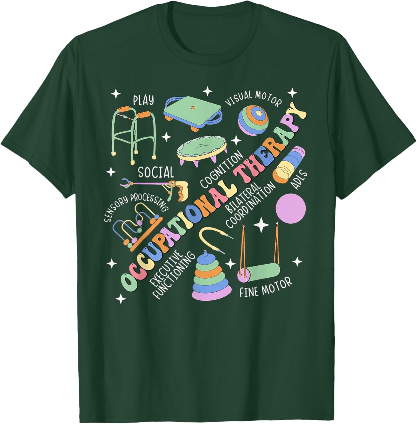 Groovy Occupational Therapy OT Therapist Assistant OTA Retro T-Shirt - T-Shirt | Forest