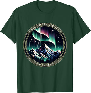 Aurora Borealis Mountain - Northern Lights Nature Wonder T-Shirt - T-Shirt | Forest