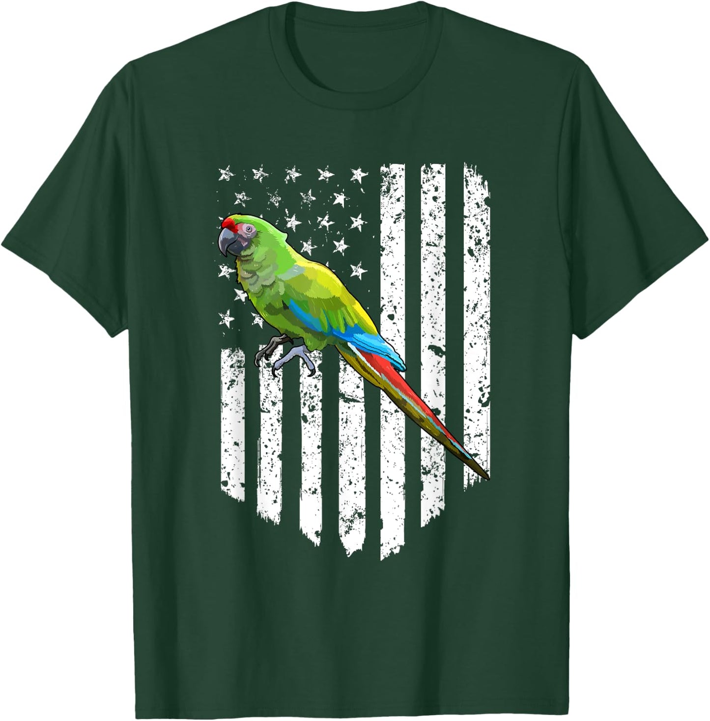White American Flag Military Macaw Bird 4th Of July Women Men T-Shirt - T-Shirt | Forest
