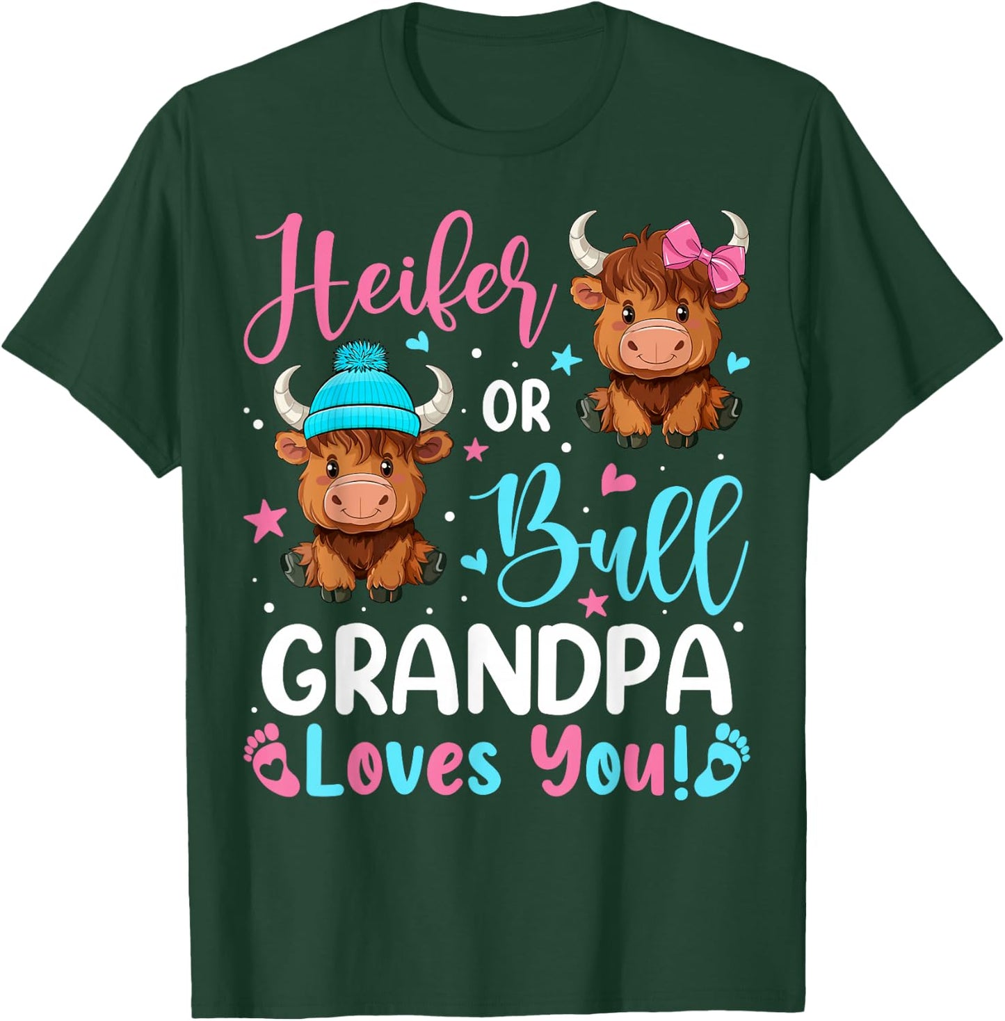 Bull or Heifer Grandpa Loves You Highland Cow Lover T-Shirt - T-Shirt | Forest