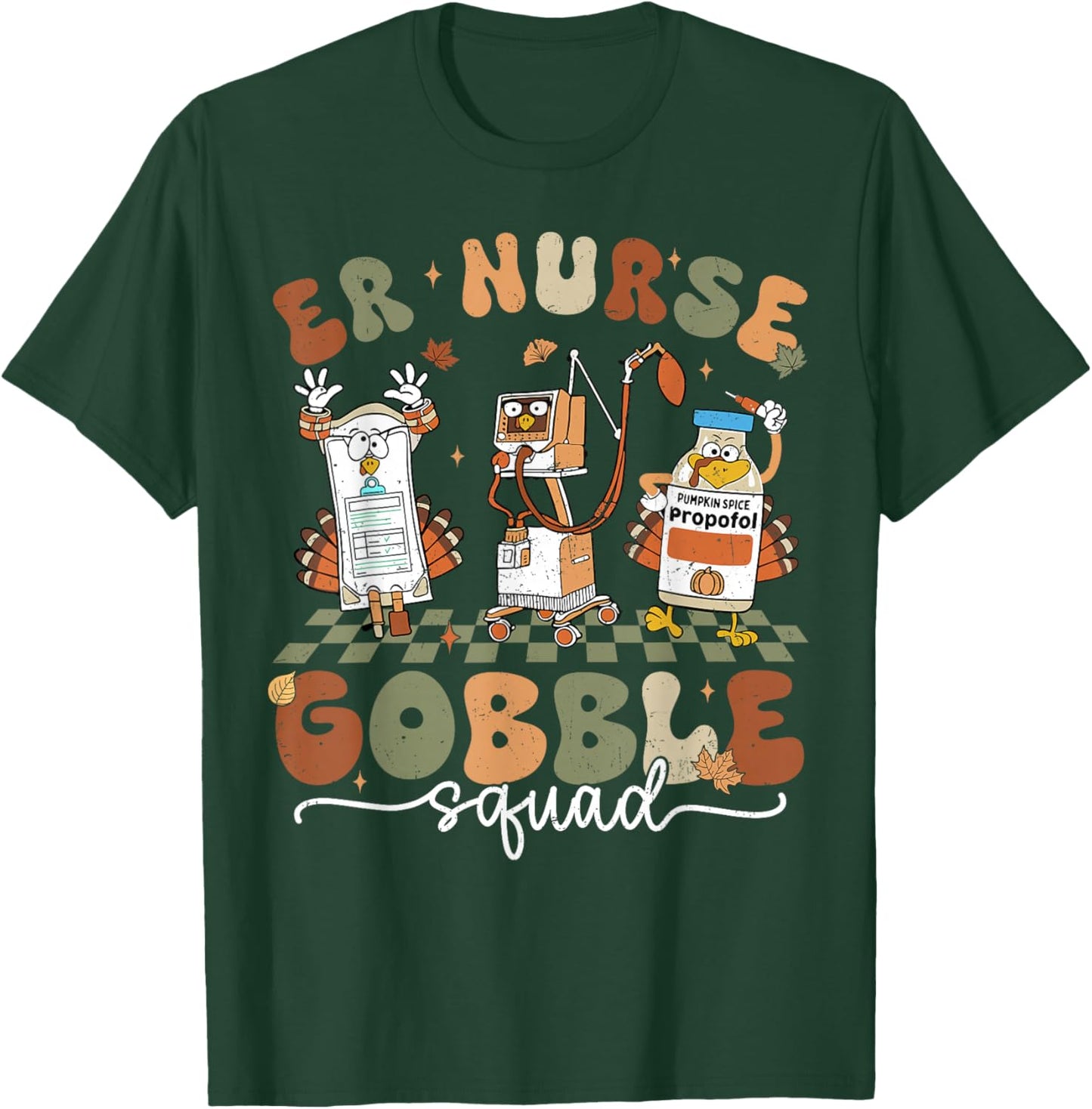 ER Nurse Gobble Squad ER Nurse Turkey Lover Thanksgiving T-Shirt - T-Shirt | Forest