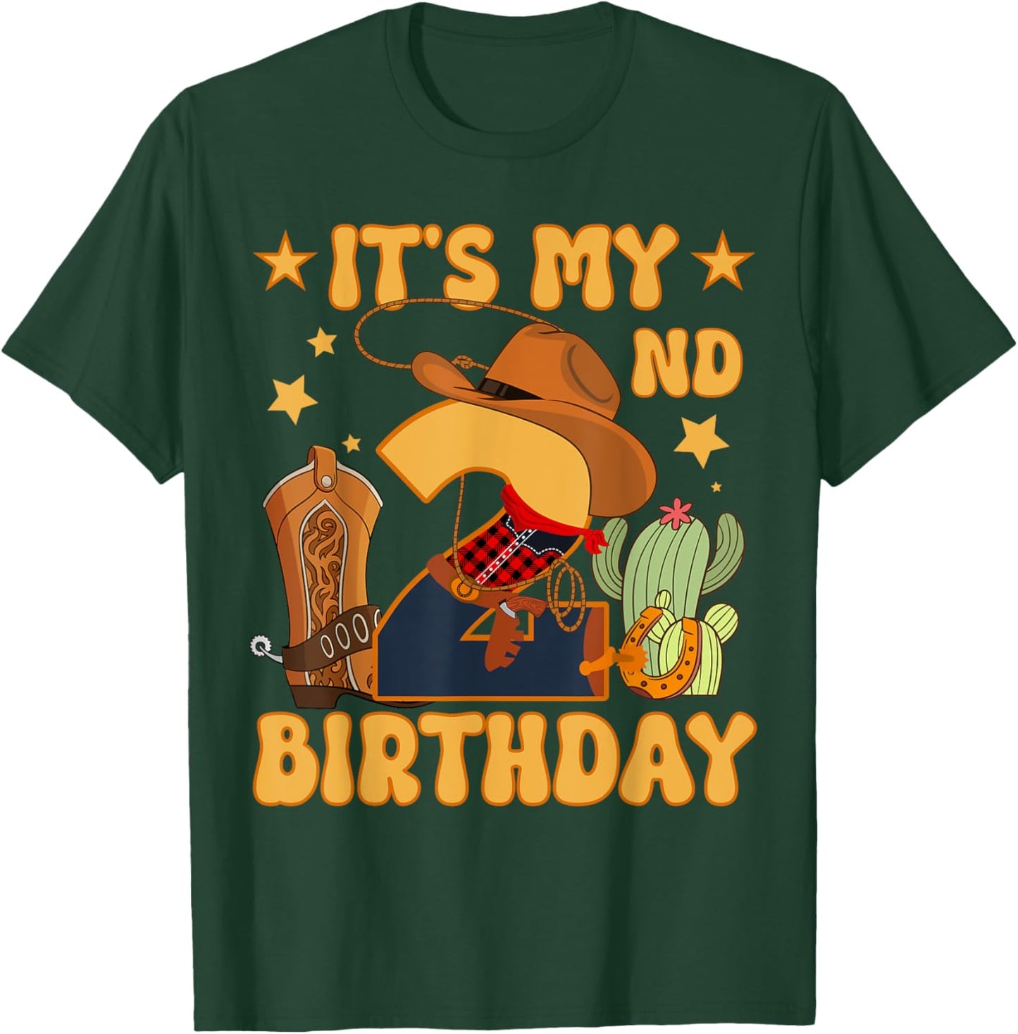 It's My 2nd Birthday Cowboy Rodeo Horse 2 Year Old Bday Boy T-Shirt - T-Shirt | Forest
