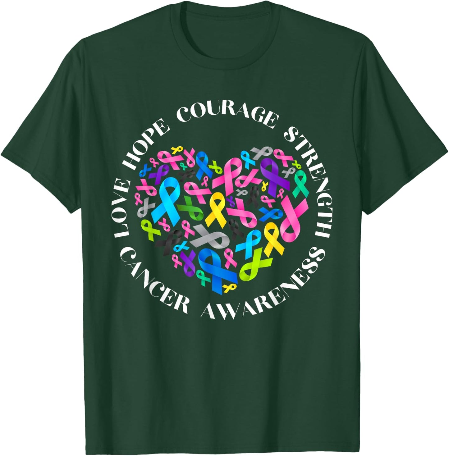 All Cancer Matters Awareness Fight All Cancer Ribbon Support T-Shirt - T-Shirt | Forest