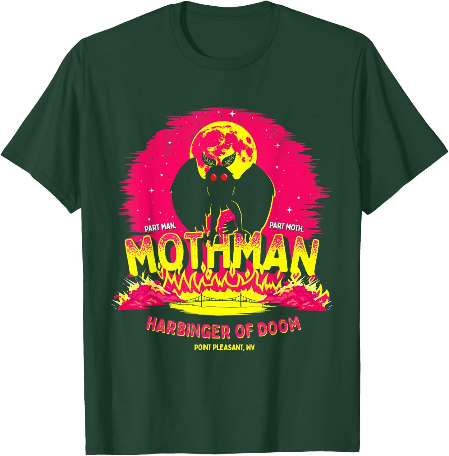 Mothman - Harbinger of Doom! Funny Cute Cryptid Creature Short Sleeve T-Shirt - T-Shirt | Forest