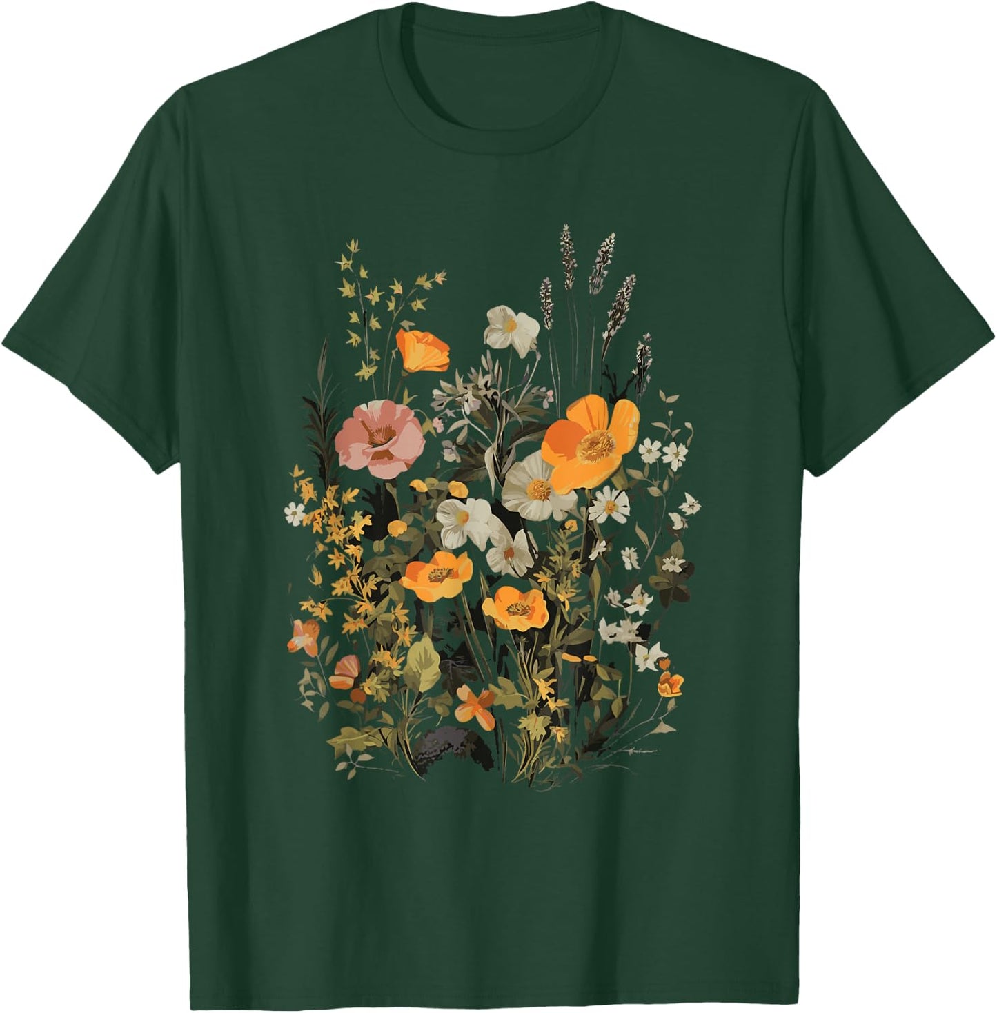 Vintage Flowers Floral Pressed Flower T-Shirt - T-Shirt | Forest
