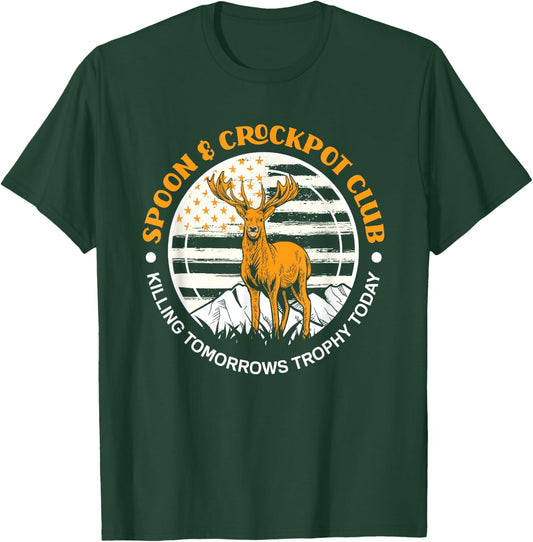 Spoon And Crockpot Club Funny Hunter Deer Hunting T-Shirt - T-Shirt | Forest
