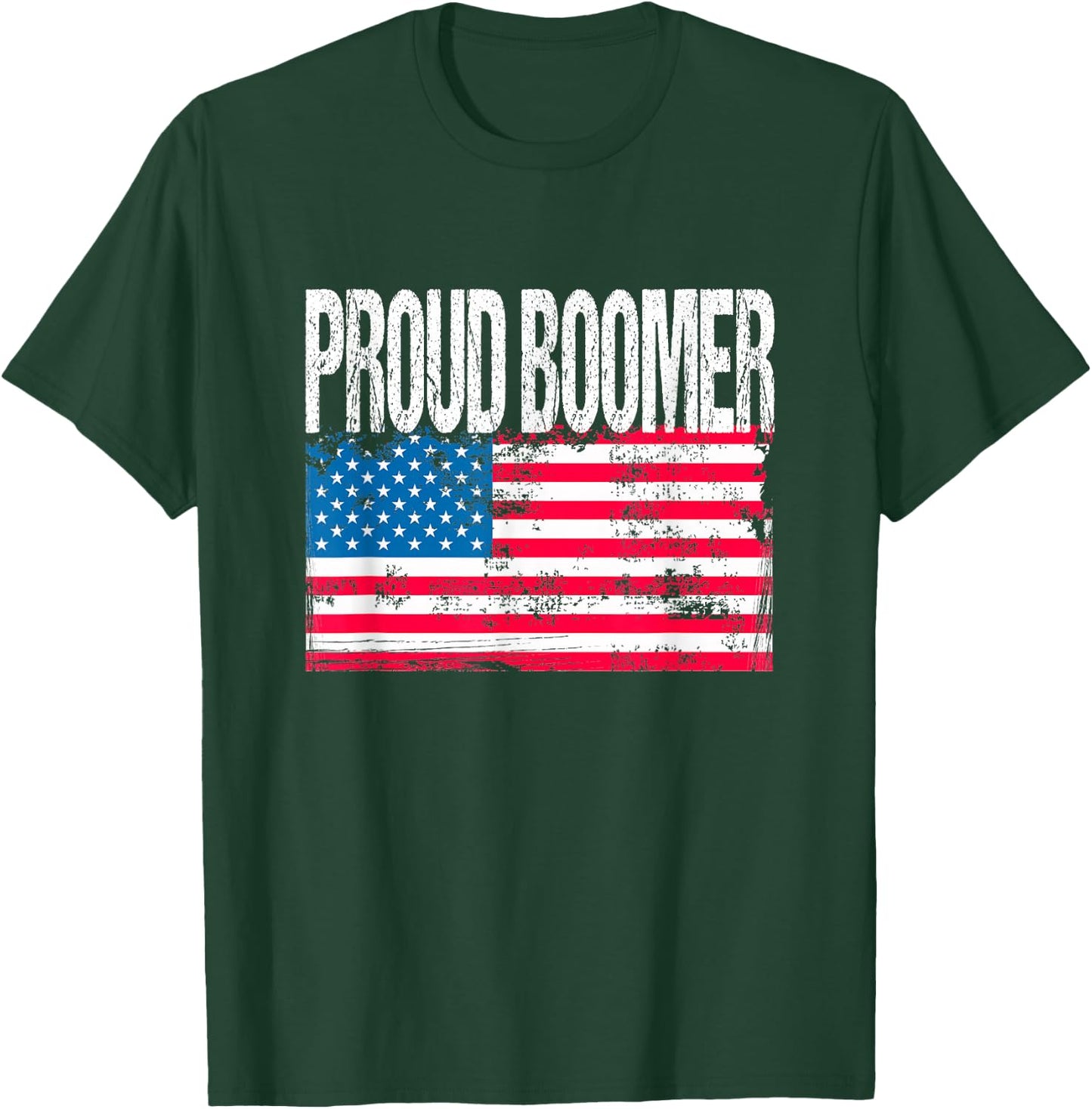 Vintage Patriotic US Flag - Proud Boomer - Baby Boomer T-Shirt - T-Shirt | Forest