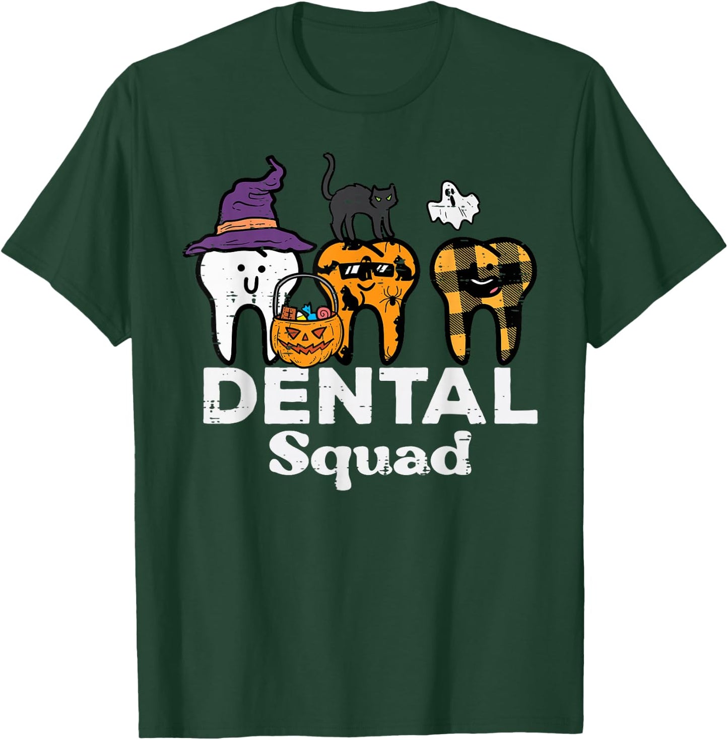Halloween Dental Squad Teeth Funny Costume Dentist Women Men T-Shirt - T-Shirt | Forest