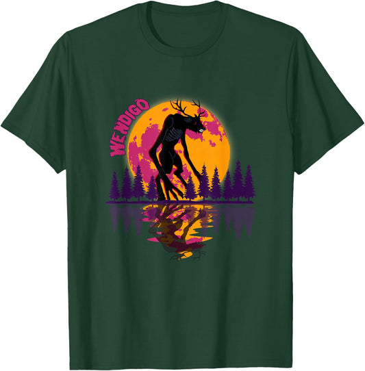 Cryptid Full Moon and Wendigo T-Shirt - T-Shirt | Forest