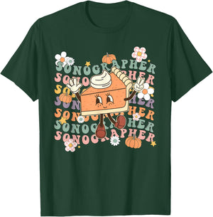 Groovy Sonographer Pumpkin Pie Ultrasound Tech Thanksgiving T-Shirt - T-Shirt | Forest