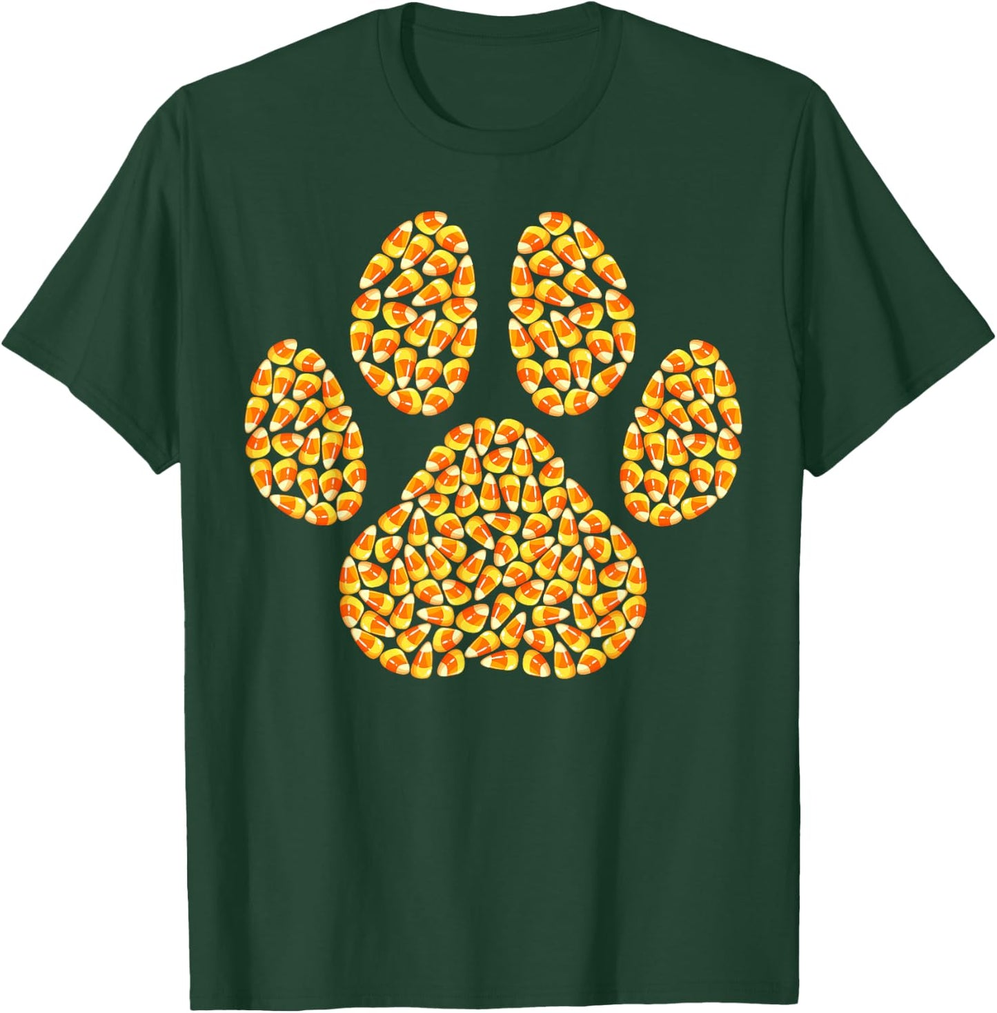 Funny Candy Corn Dog Paw Print Happy Halloween Day Kids Boys T-Shirt - T-Shirt | Forest