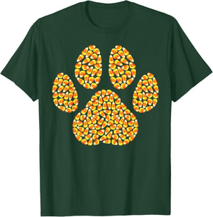 Funny Candy Corn Dog Paw Print Happy Halloween Day Kids Boys T-Shirt - T-Shirt | Forest