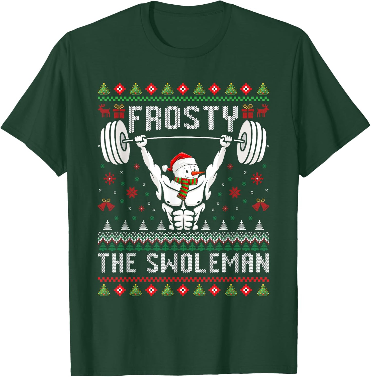 Frosty the Swoleman Fitness Snowman Gym Snowmen T-Shirt - T-Shirt | Forest