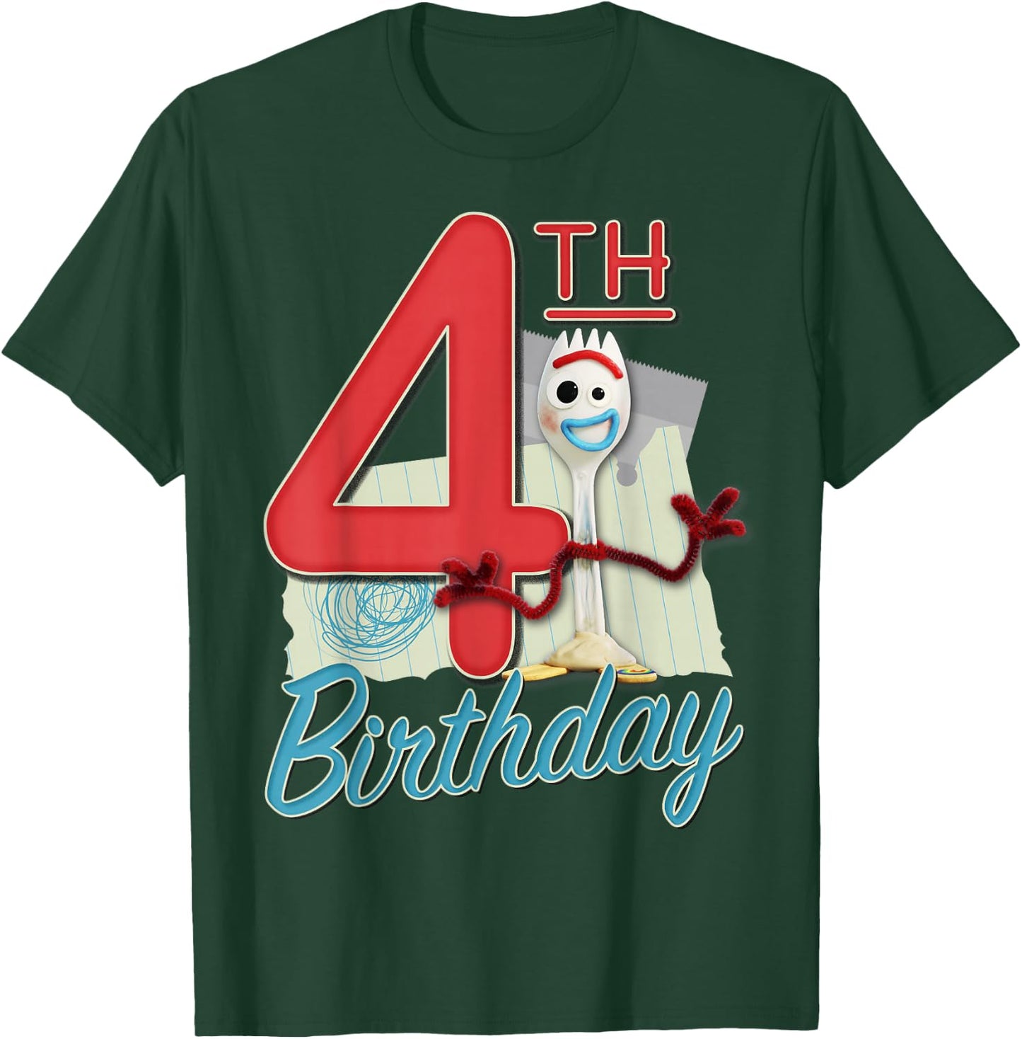 Disney Pixar Toy Story 4 Forky 4th Birthday T-Shirt - T-Shirt | Forest