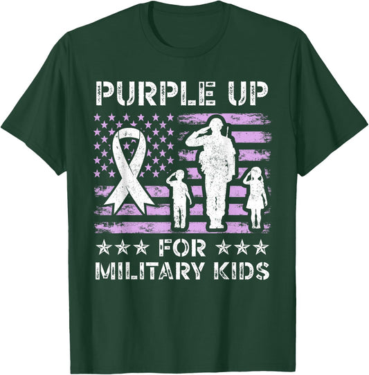 Purple Up for Military Kids Boys and Girls Military Child T-Shirt - T-Shirt | Forest
