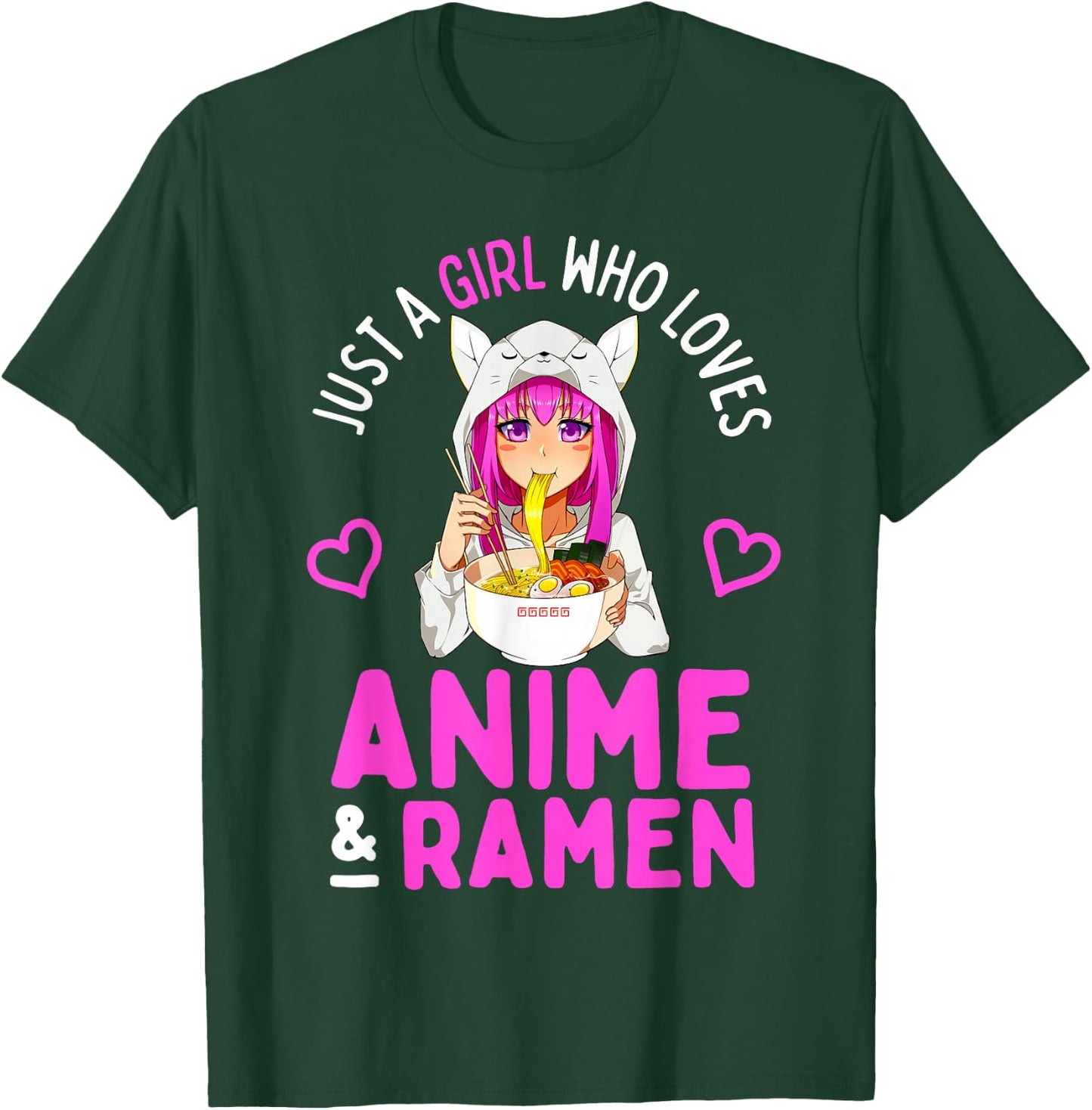 Just a Girl Who Loves Anime and Ramen Bowl Japanese Girls Small T-Shirt - T-Shirt | Forest