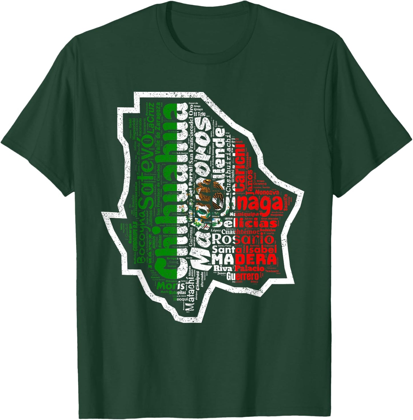 Chihuahua Mexico Mapa Bandera Mexicana State T-Shirt - T-Shirt | Forest