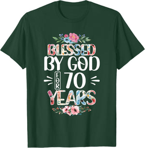70th Birthday Woman Man Blessed By God For 70 Years T-Shirt - T-Shirt | Forest