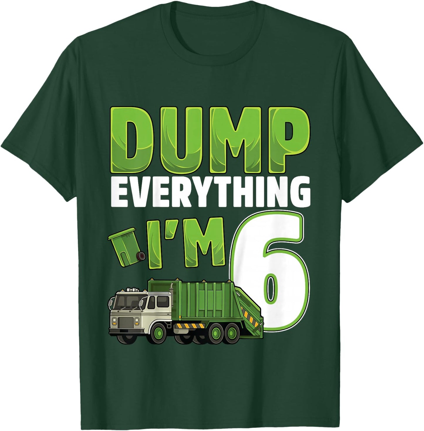 Kids Recycling Trash 6 Year Old Garbage Truck 6th Birthday Boy T-Shirt - T-Shirt | Forest